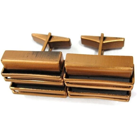 Vintage Renoir Copper Modernist Square Cufflinks Shirt Accessories Wedding - Picture 2 of 12